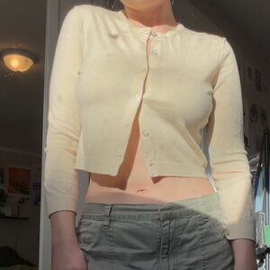 Theory Cream Wool Cardigan